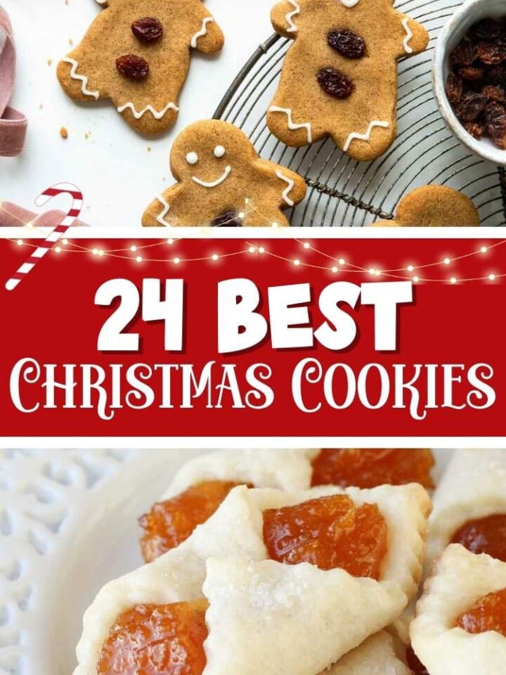 gingerbread cookies and kolacky cookies with text.