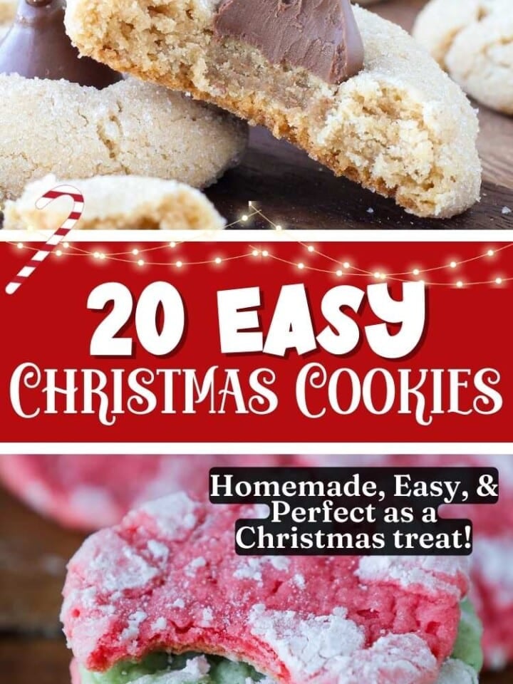 peanut butter blossoms and colorful crinkles with text.