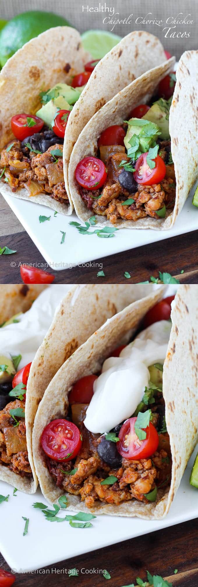 These healthy Chipotle Chorizo Chicken Tacos are packed with flavor and healthy ingredients! And they come together in under 20 minutes! 