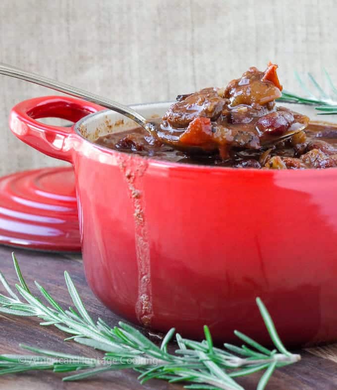 This flavorful Rosemary Pinot Noir Steak Chili is a spicy, hearty chili with tender pieces of steak and a hint of pinot noir and rosemary! 