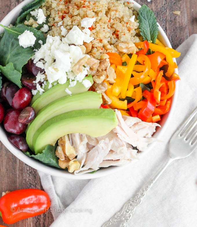 This Quinoa Kale Power Bowl is packed with vitamins, minerals, healthy fats and filling protein! Plus it is a super easy recipe that is perfect for lunch or dinner!