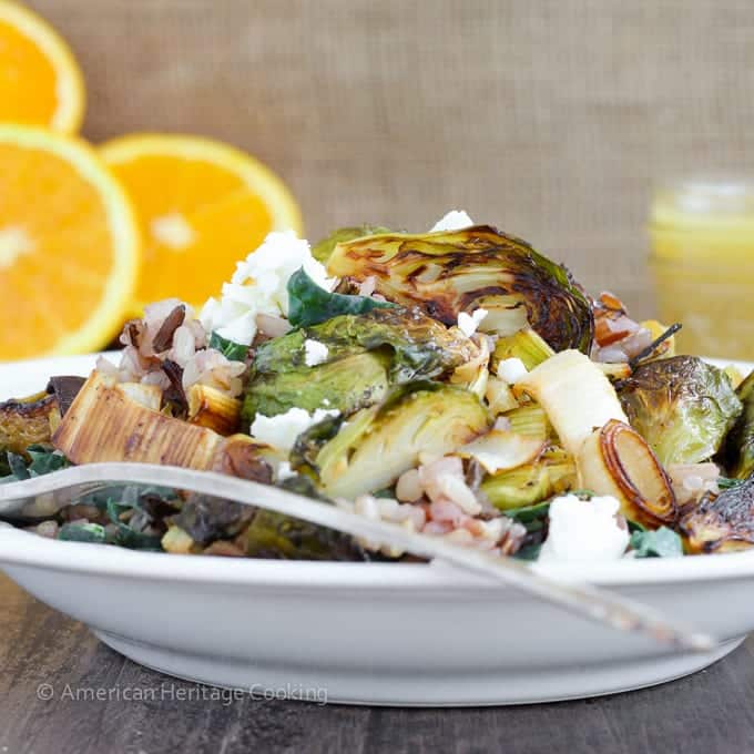 Roasted Honey Orange Brussels Sprouts Wild Rice Salad - An easy, healthy and filling meal!