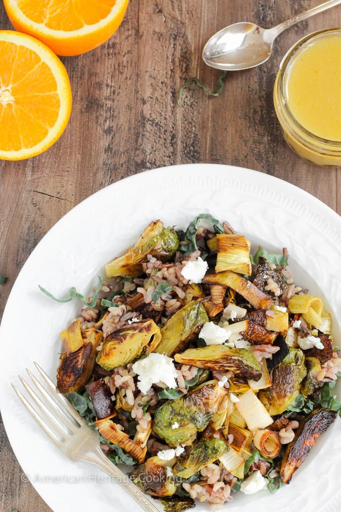 Roasted Honey Orange Brussels Sprouts Wild Rice Salad - An easy, healthy and filling meal! 
