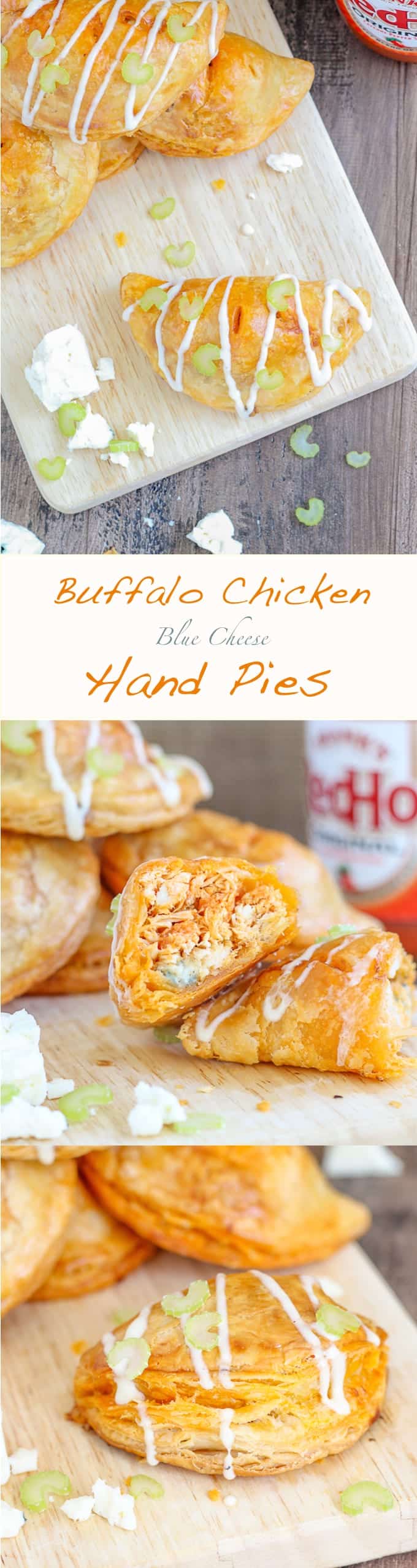 The Buffalo Chicken Blue Cheese Hand Pies will be a HUGE hit at your next party! All the flavors of Buffalo Chicken Wings in a flakey, all-butter pastry! 