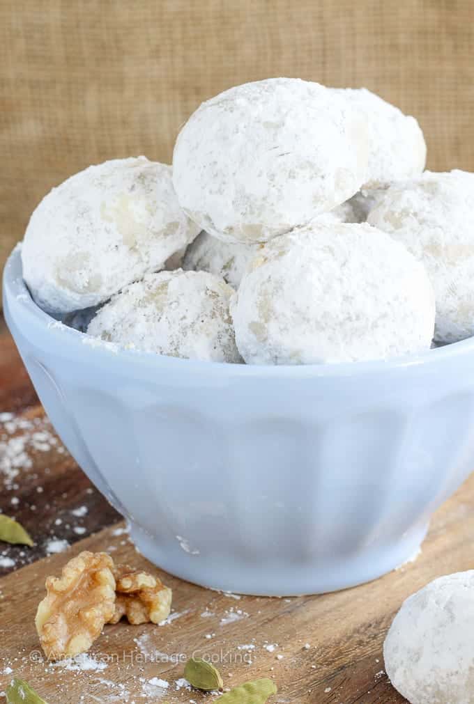 In these Cardamom Walnut Snowballs toasted walnuts blend perfectly with warm cardamom. Plus who can resist a cookie coated in powdered sugar?!