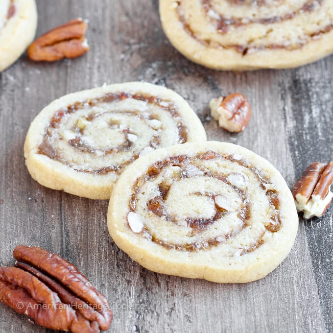 These Old Fashioned Date Pinwheels are soft, chewy cinnamon brown sugar cookies with a pecan date filling! They may be old fashioned but they are absolutely sensational!
