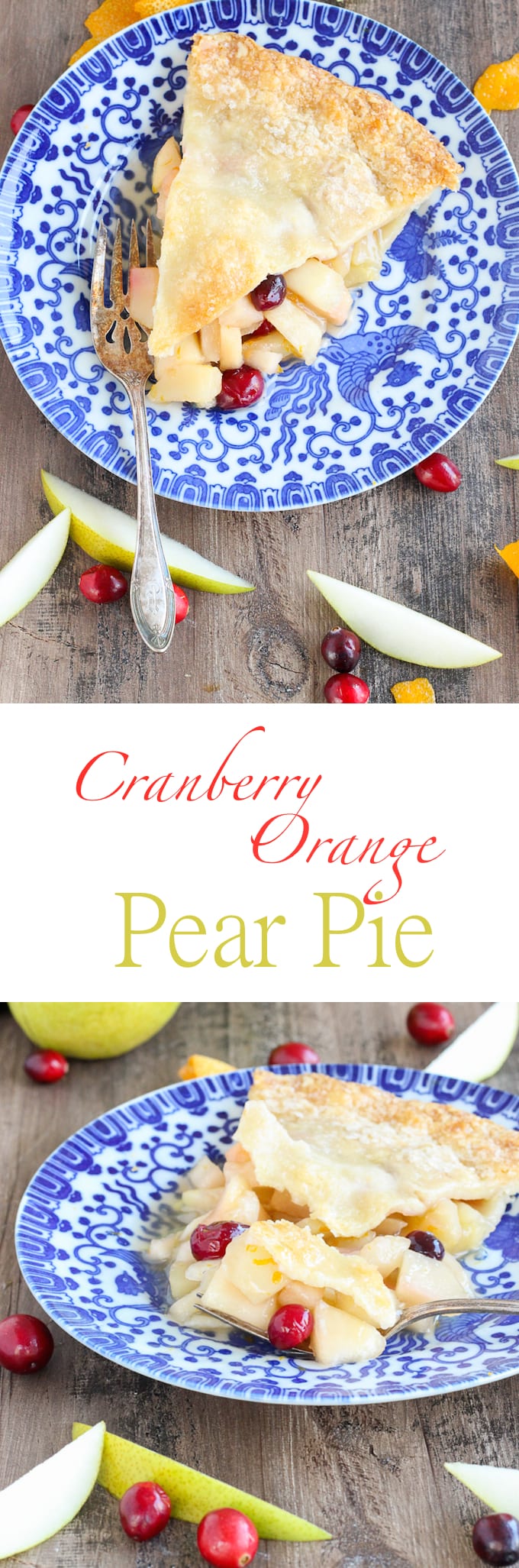 This Cranberry Orange Pear Pie has a sweet brown sugar orange pear filling and is studded with tart cranberries! With fresh orange juice, zest and Grand Marnier, the flavors are absolute heaven! 