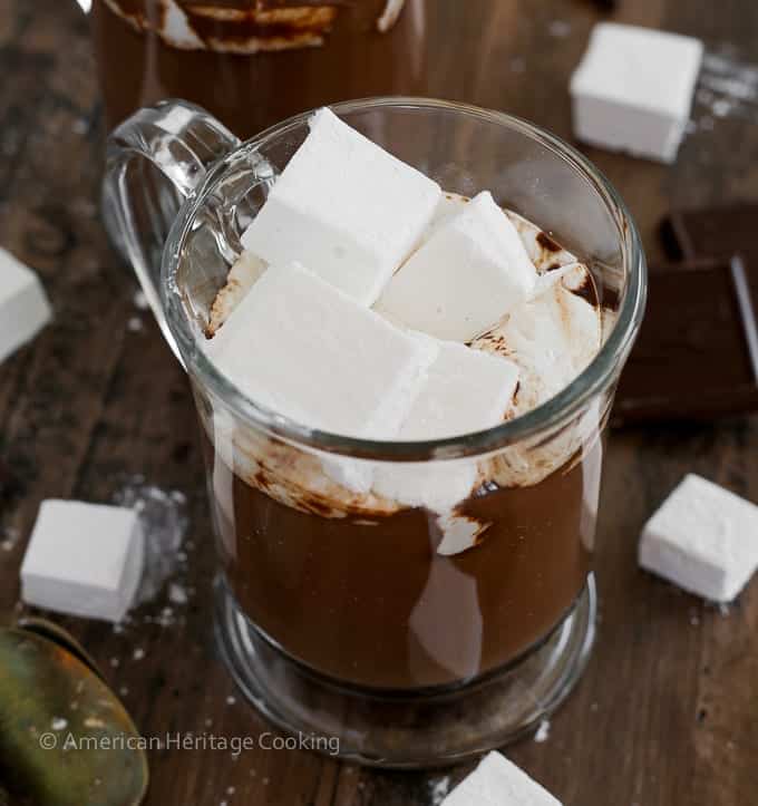 The BEST Hot Chocolate: This hot chocolate is incredibly rich, creamy and silky. It is decadence in a mug.  Deep dark chocolate is balanced with a little salt to temper the sweetness and to enhance the chocolate flavor. 