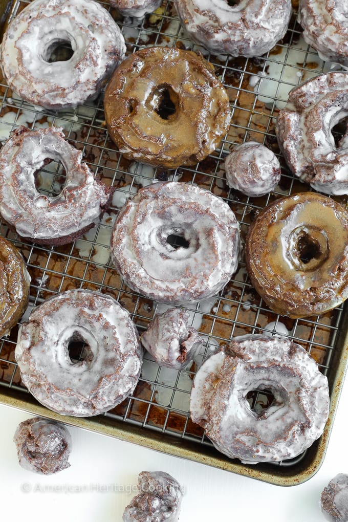 These old fashioned chocolate cake donuts are light and perfectly cakey with an explosion of chocolate flavor! The glaze gives them just a little extra sweetness. Perfection. 