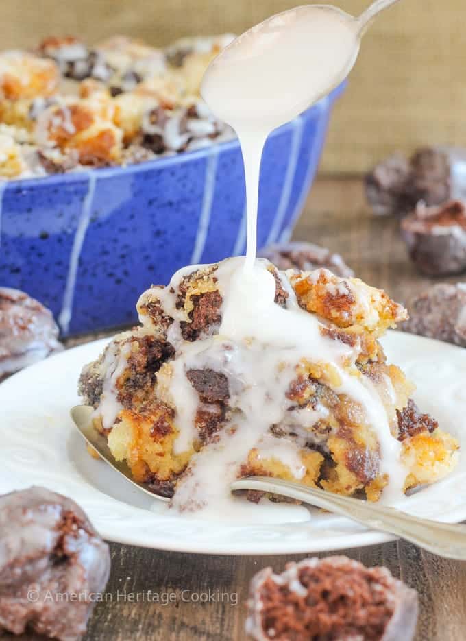 This Coffee Donut Bread Pudding takes everything you love about breakfast and bakes it into one easy dish! Cake donuts baked in a coffee custard for the perfect addition to brunch! 