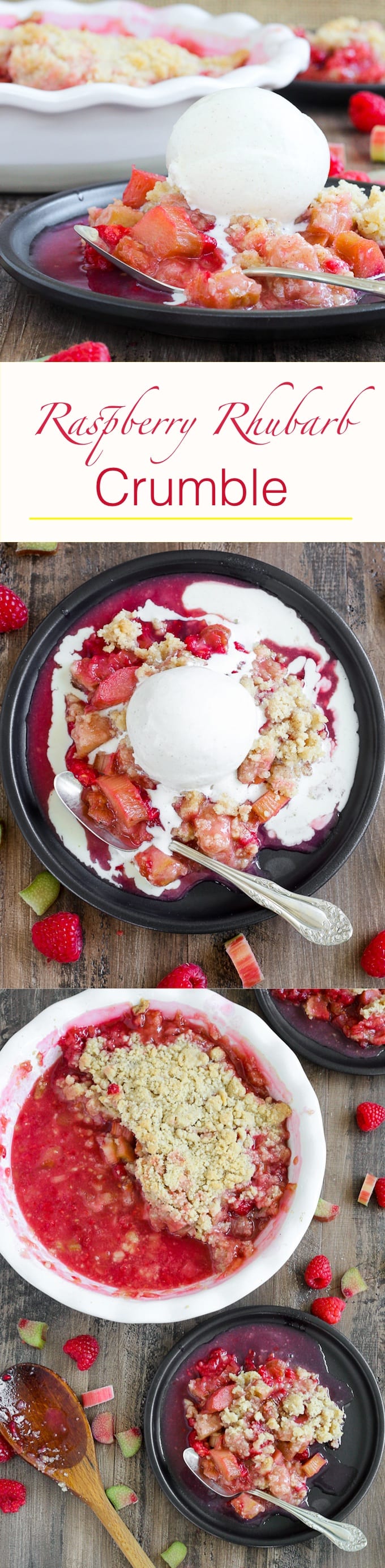 Grandmas Raspberry Rhubarb Crumble is the perfect balance of tart and sweet! The rhubarb is tender and still has a little bit of sour bite. And the cinnamon crumble on top…don’t even get me started! It is the best crumble I’ve ever had!