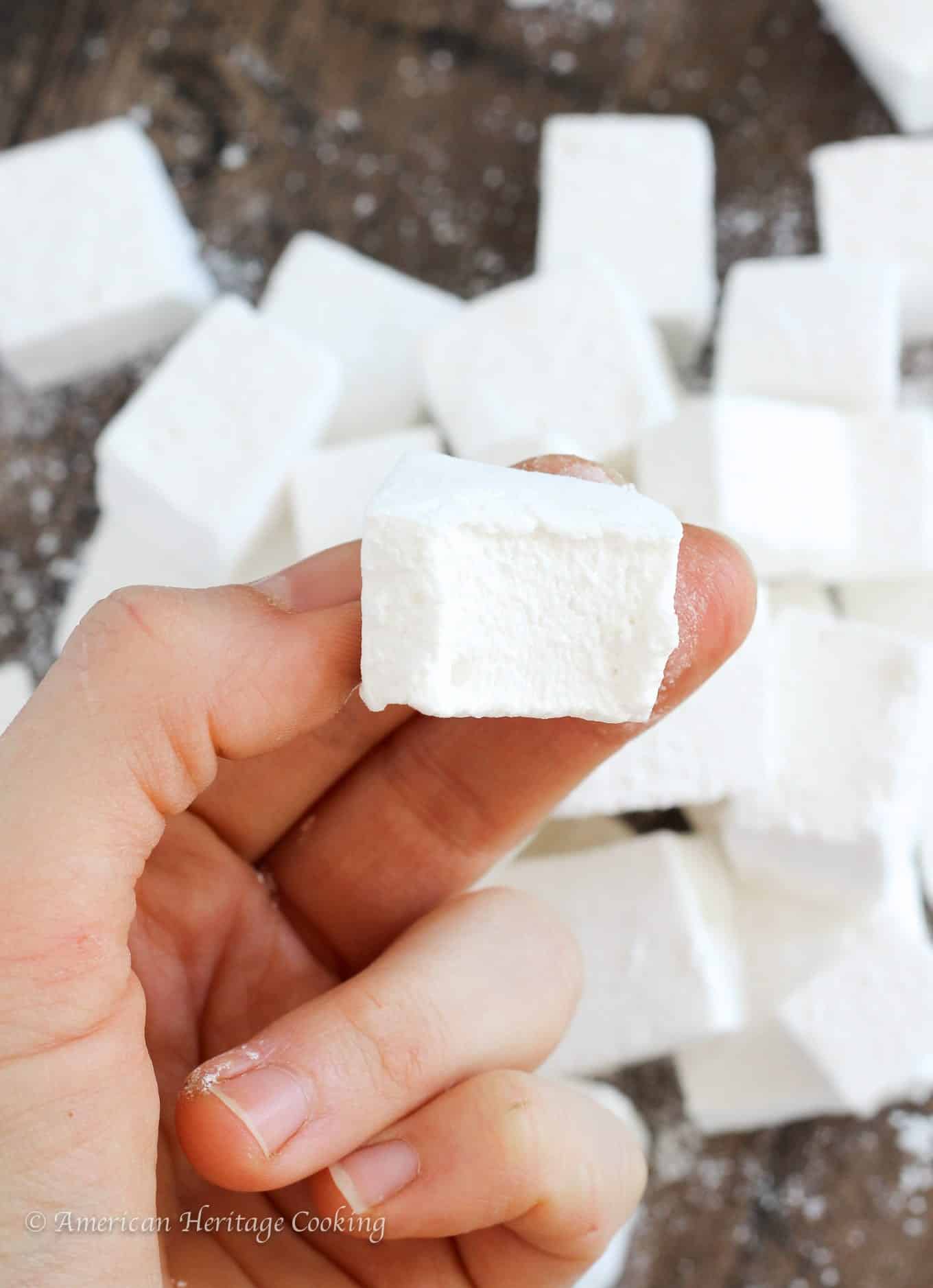 Instantly elevate your hot chocolate, s’mores, or campfire game with these homemade marshmallows! They are soft and fluffy, and perfectly sweet with just a hint of vanilla.