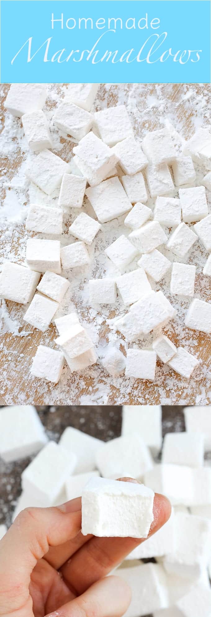 Instantly elevate your hot chocolate, s’mores, or campfire game with these homemade marshmallows! They are soft and fluffy, and perfectly sweet with just a hint of vanilla.