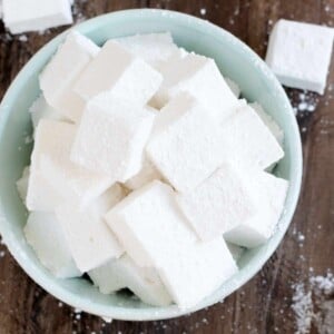 Homemade Marshmallows in blue bowl