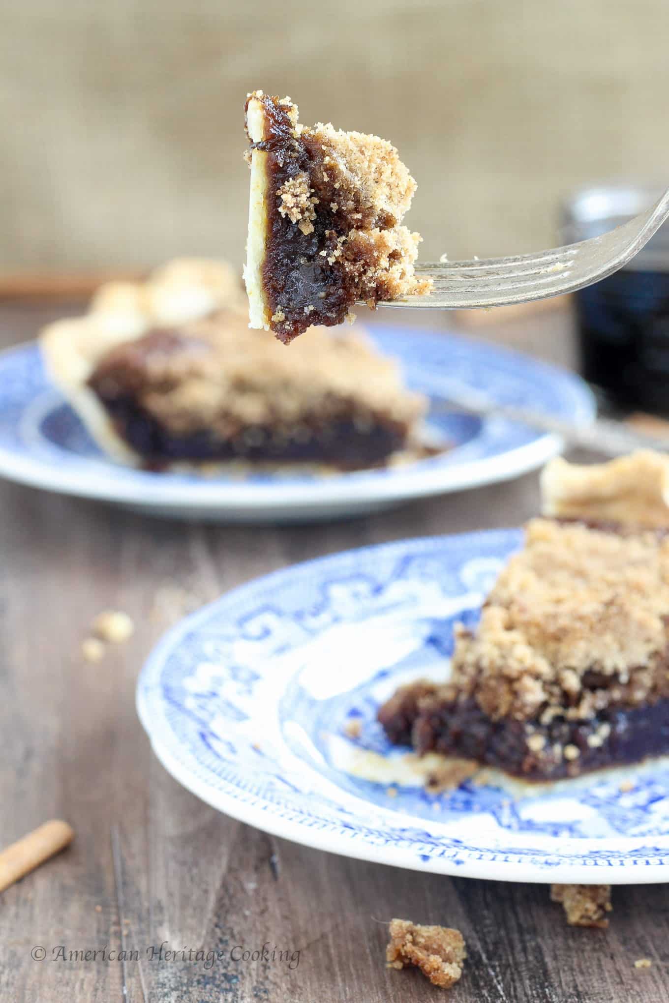  This shoofly pie has all the flavors of a molasses ginger cookie mixed with a buttery streusel in a flakey pastry crust. The rich, spicy, sweet filling just melts in your mouth bite after bite (slice after slice)