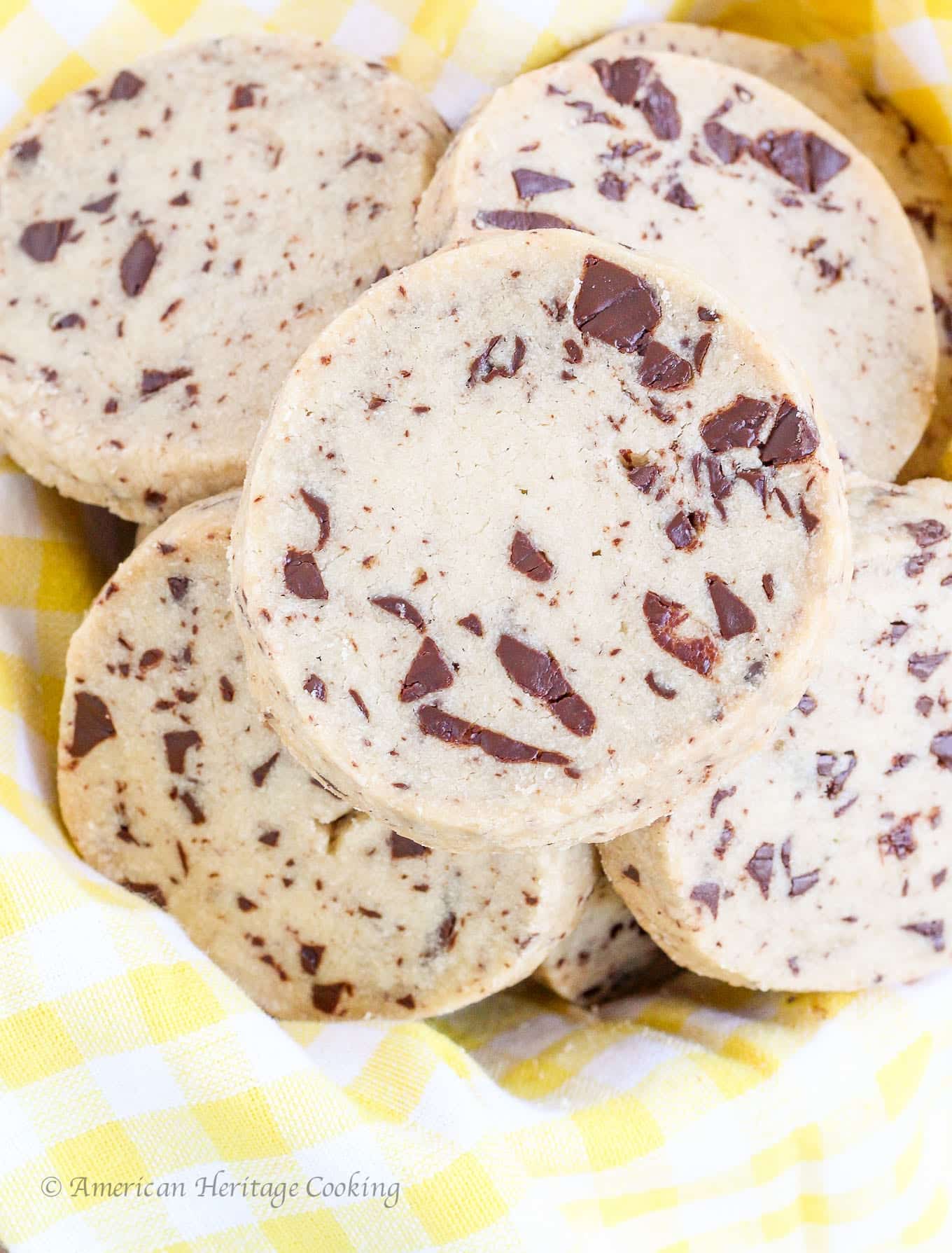 These Chocolate Chip Shortbread Cookies magically have texture of a classic shortbread cookie while remaining soft and moist. A sweet brown sugar, vanilla dough is marbled with semi-sweet chocolate chips for a sweet treat that is perfect as dessert or with a cup of coffee! 