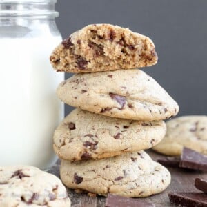 These Chewy Peanut Butter Chocolate Chip Cookies are soft and thick just like your favorite chewy chocolate chip cookie but packed with peanut butter flavor.