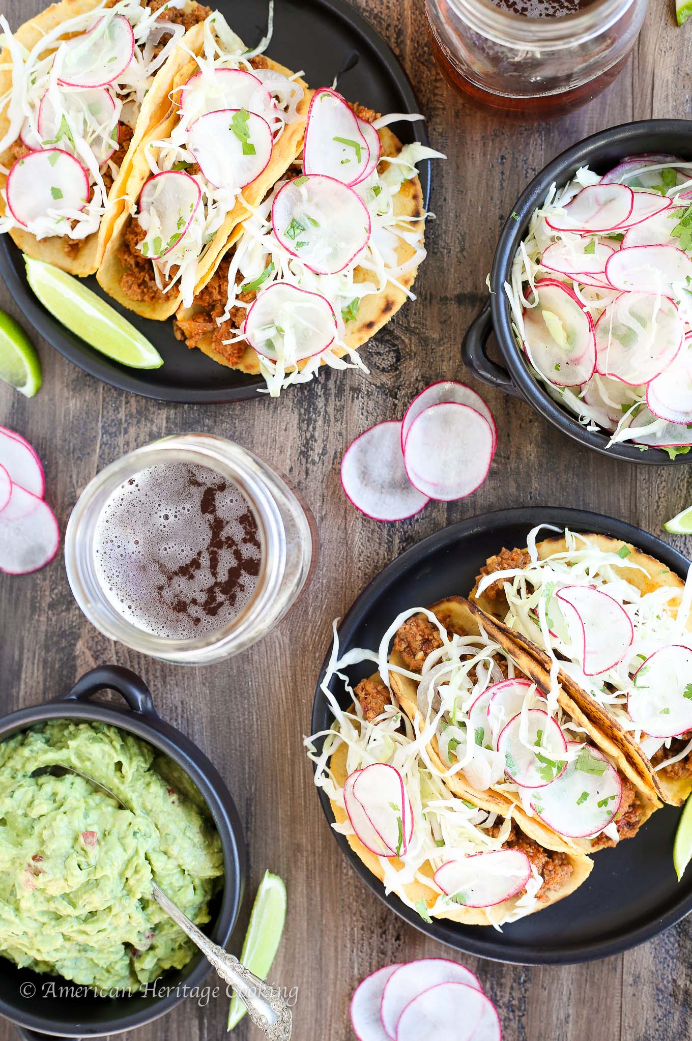 These Chipotle Chorizo Tacos are smoky, spicy and complex! The homemade sweet potato tortilla temper the spice with a little bit of sweetness and a mezcal lime slaw brightens the flavors and pulls the whole taco together!