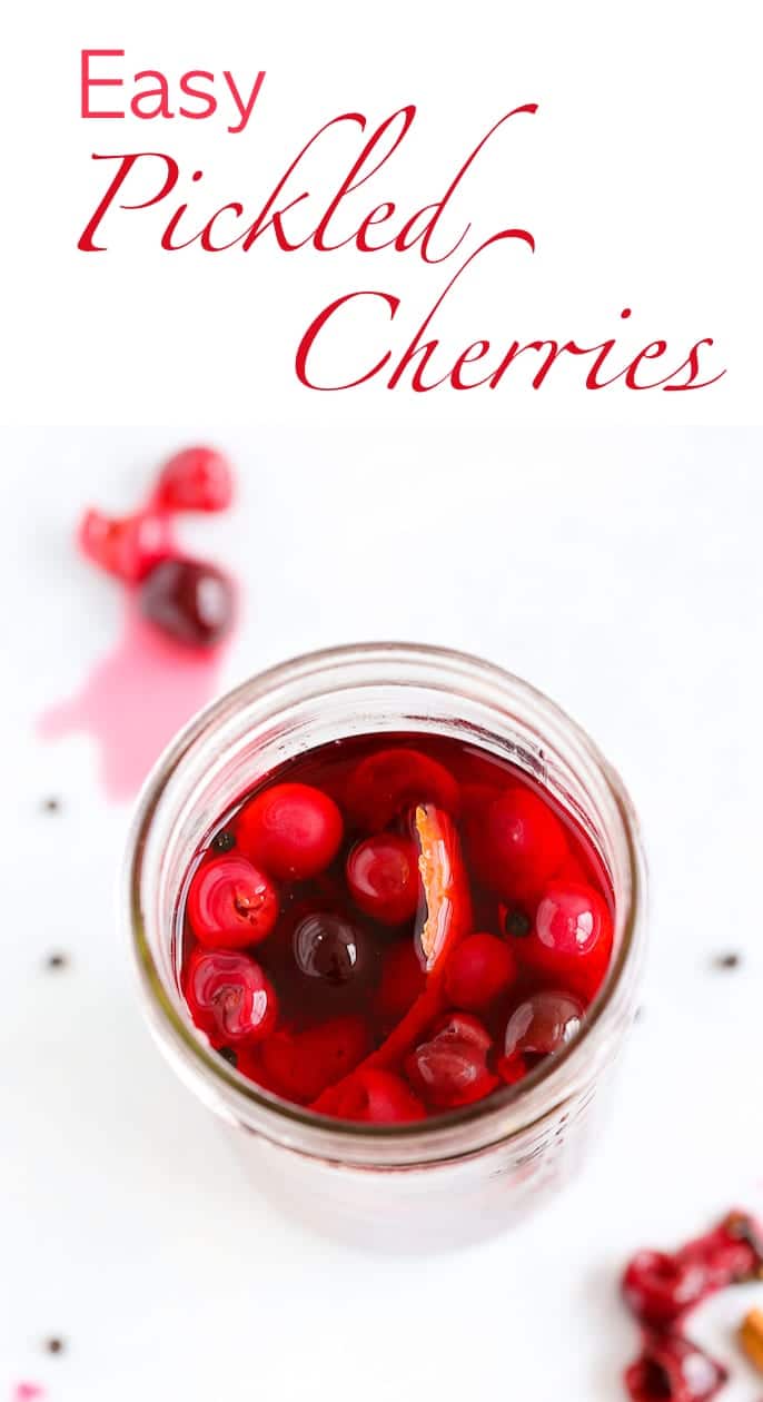 Pickled Cherries are an easy way to preserve tart or sweet cherries for the months to come! They make a zippy addition to any salad, chicken, pork, duck, or beef dish! And as an easy, delicious topping for tacos! 