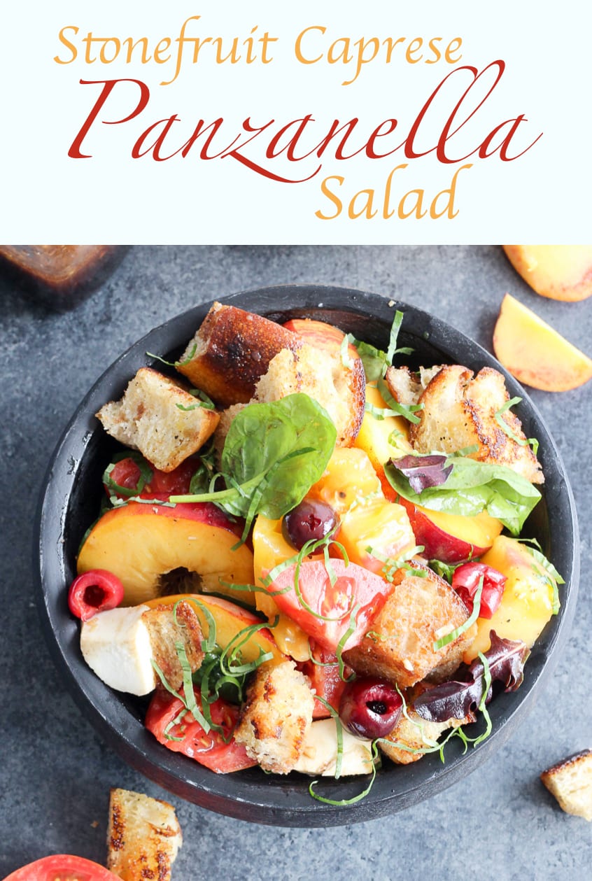 There is nothing better than taking all of Summer’s bounty and throwing it into an easy, no-oven salad! This Stone Fruit Caprese Panzanella Salad is at once familiar and comforting with a hint of the unexpected! 