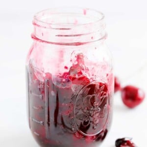 Cherry preserves in mason jar