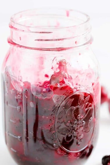 Cherry preserves in mason jar