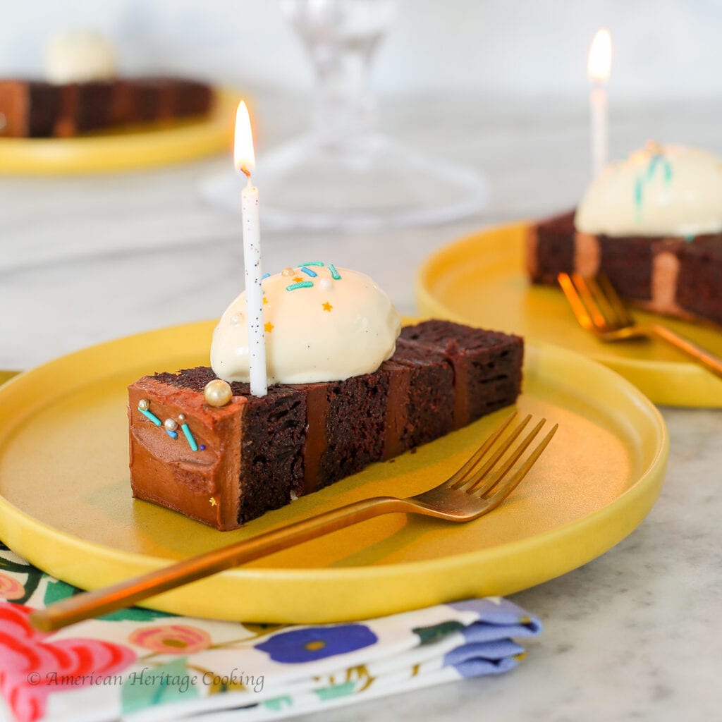 This Devil’s Food Cake is rich and perfect for layering in a tiered cake! Layer with a dark chocolate ganache and chocolate Italian Meringue Buttercream for a delicious cake that is fit for a birthday celebration!