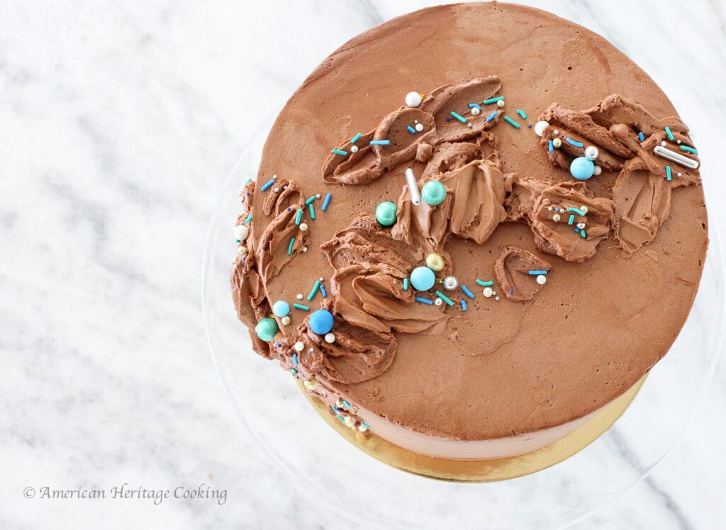 This Devil’s Food Cake is rich and perfect for layering in a tiered cake! Layer with a dark chocolate ganache and chocolate Italian Meringue Buttercream for a delicious cake that is fit for a birthday celebration!