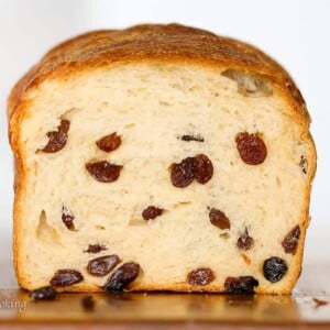 This Sourdough Raisin Bread is soft, chewy, buttery and packed full of raisins in every bite!