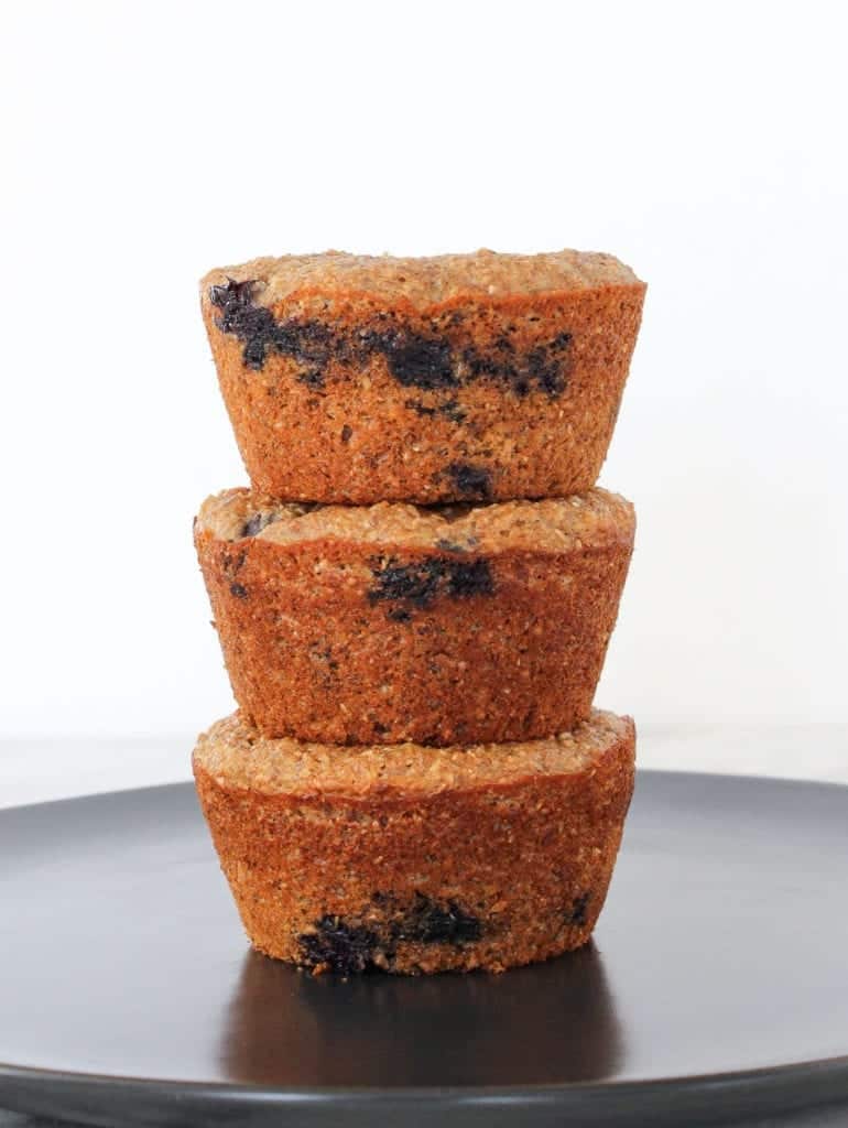 These Blueberry Banana Bran Muffins are packed with protein, fiber and fruit! The perfect breakfast or snack on the go! 
