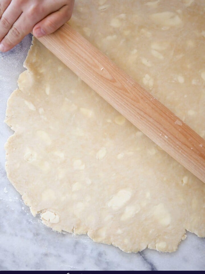 Vodka Pie Crust with a wood rolling pin.