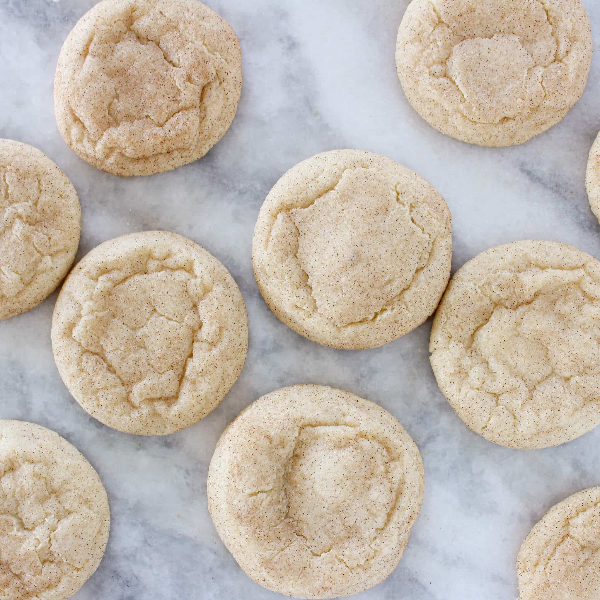 Snickerdoodle Cookies on marble.