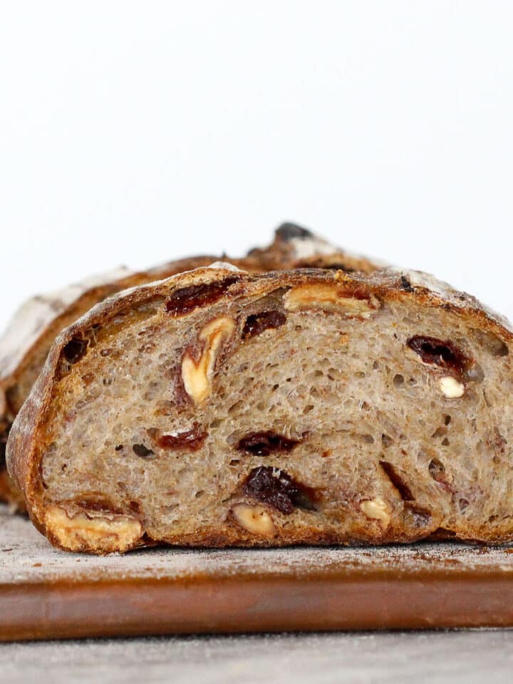 Cherry Pecan Sourdough Loaf sliced detail