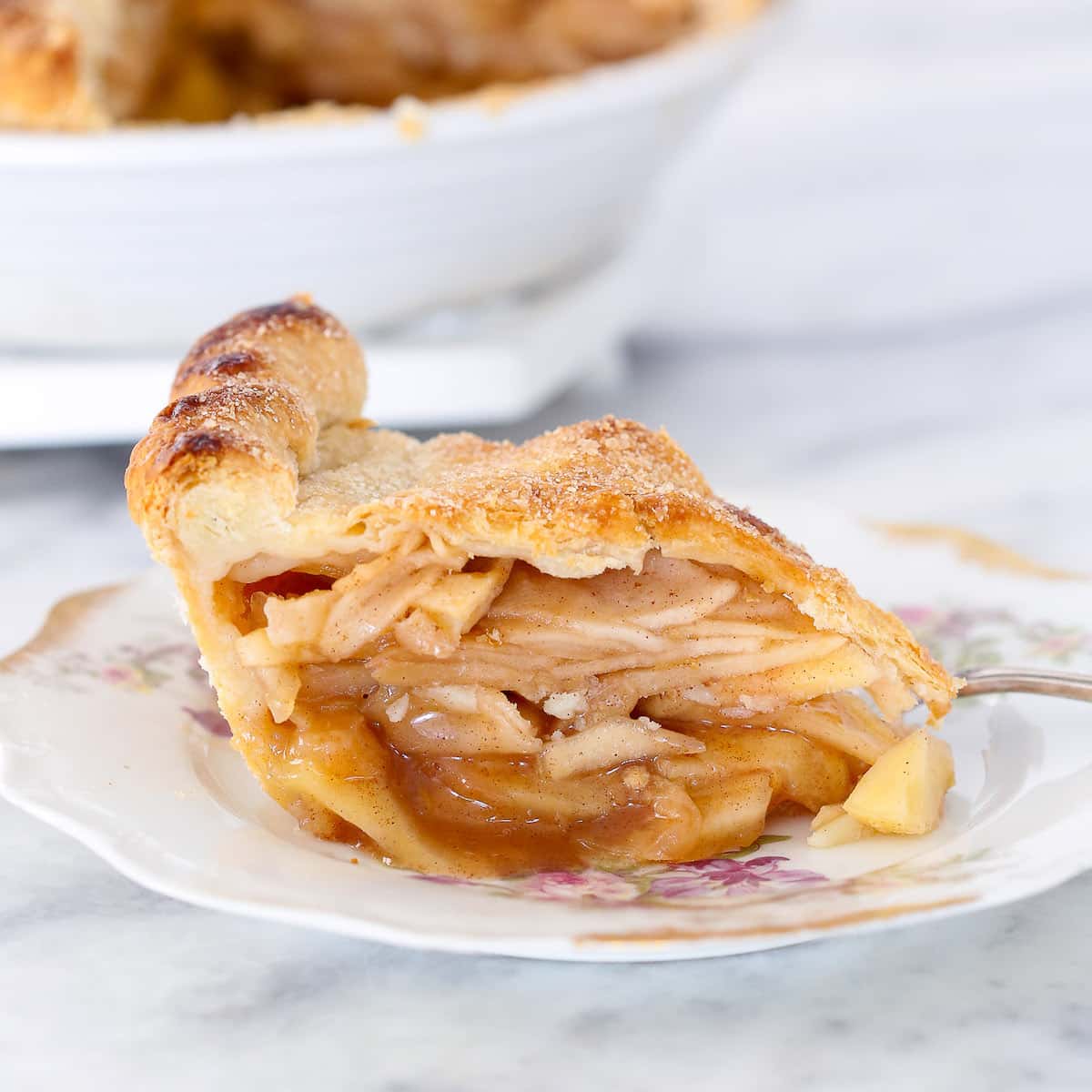 Cinnamon Apple Pie Slice on Plate