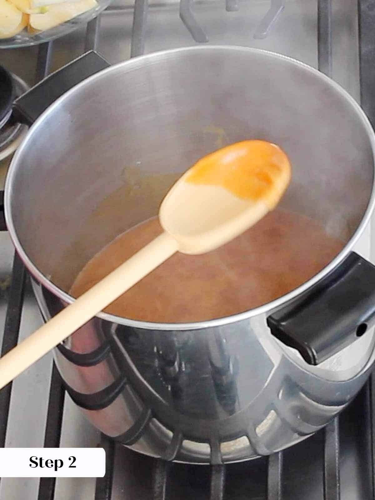 making caramel for apple butter.