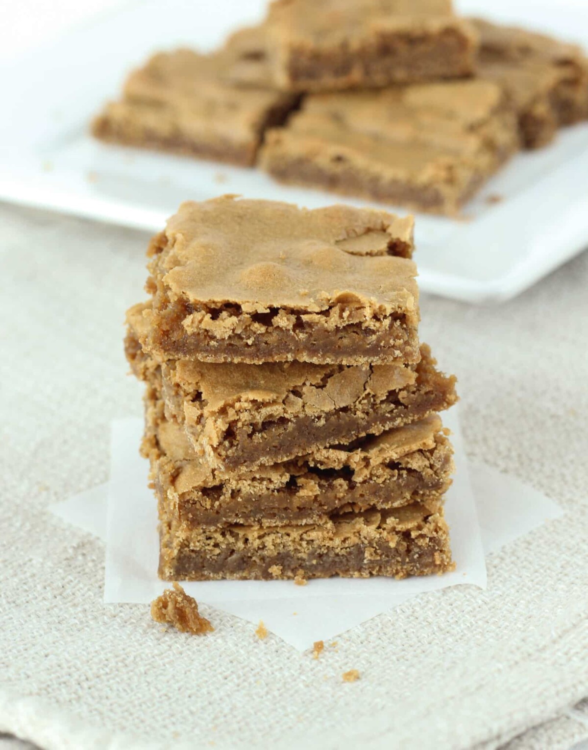 stack of easy butterscotch brownies.
