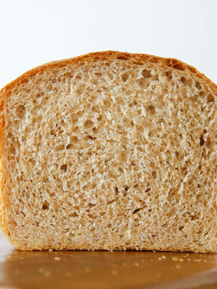 Whole Wheat Sandwich bread on wooden board