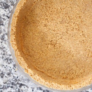 No Bake Graham Cracker crust on marble counter
