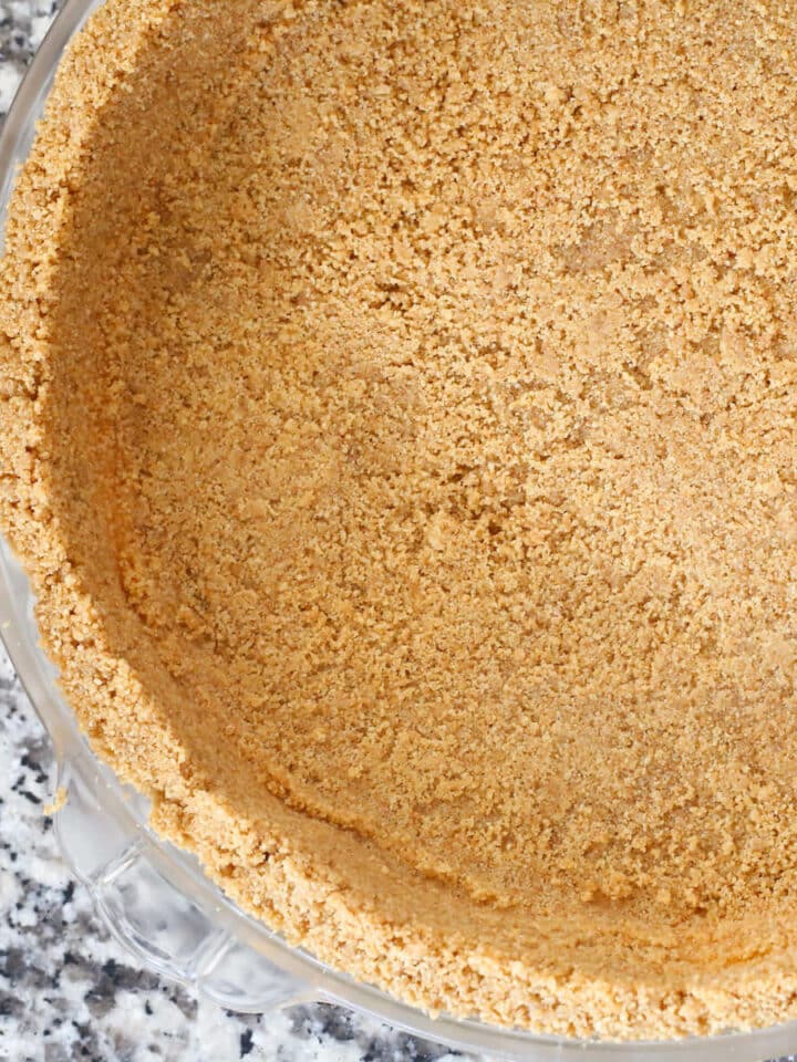 No Bake Graham Cracker crust on marble counter