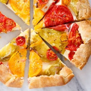 Tomato Goat Cheese Galette with semolina crust