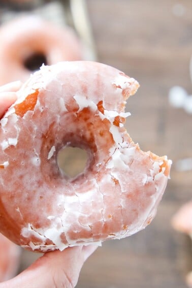 Krispy Kreme Copycat Donut in hand