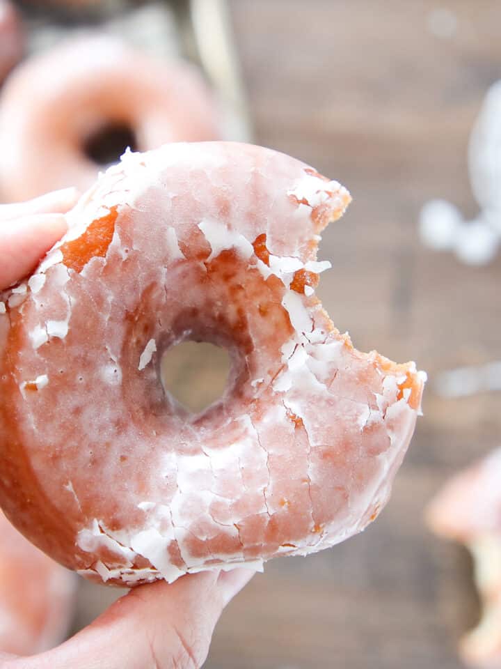 Krispy Kreme Copycat Donut in hand