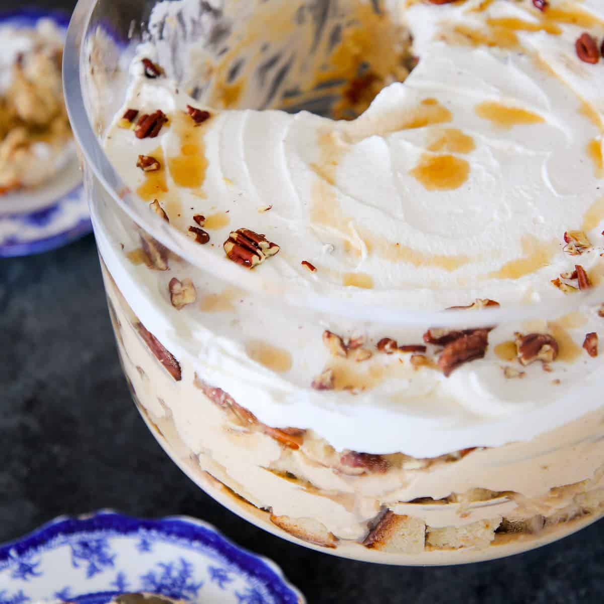 Maple Pumpkin Trifle side layers with maple syrup