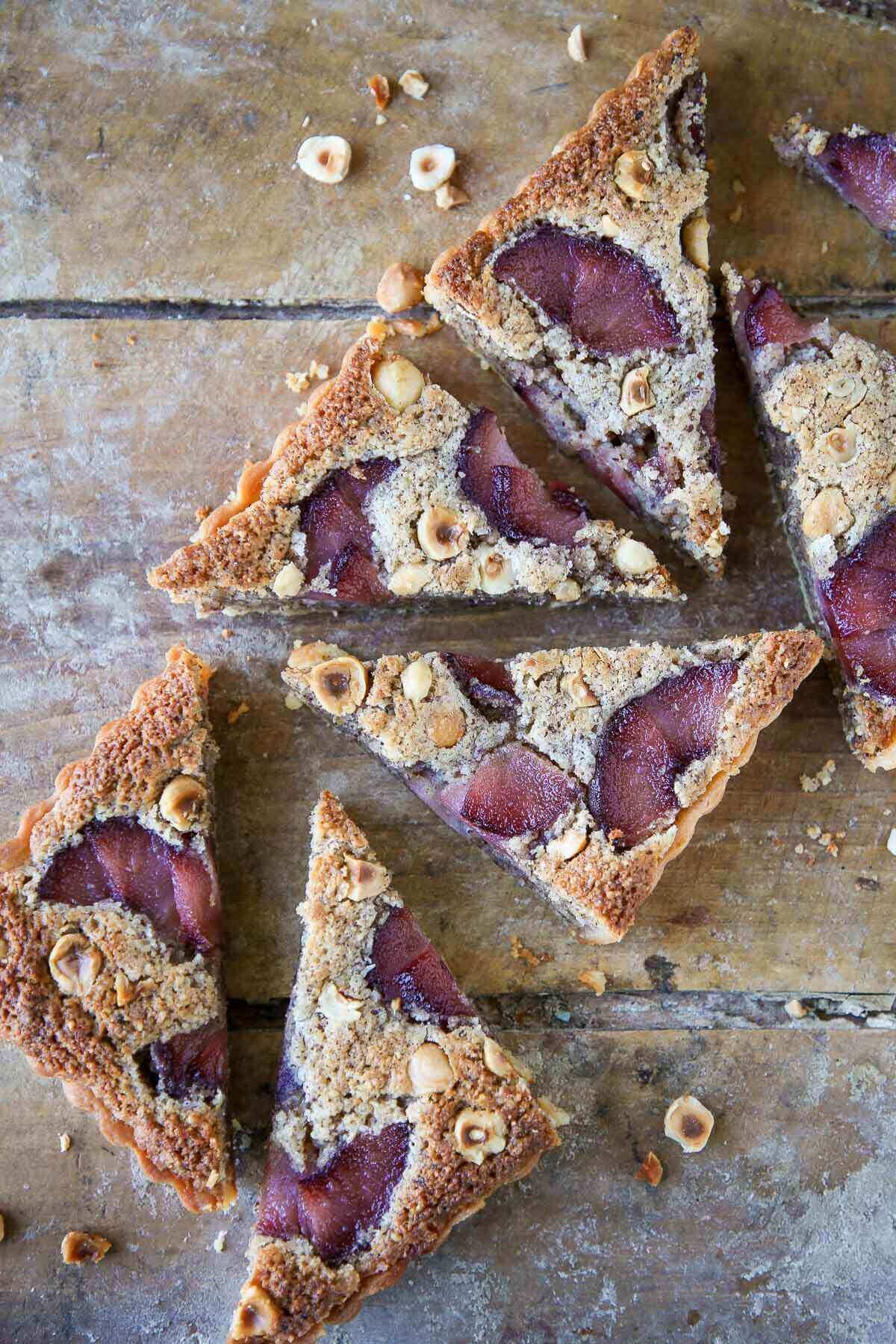 hazelnut pear tart in sweet tart crust.