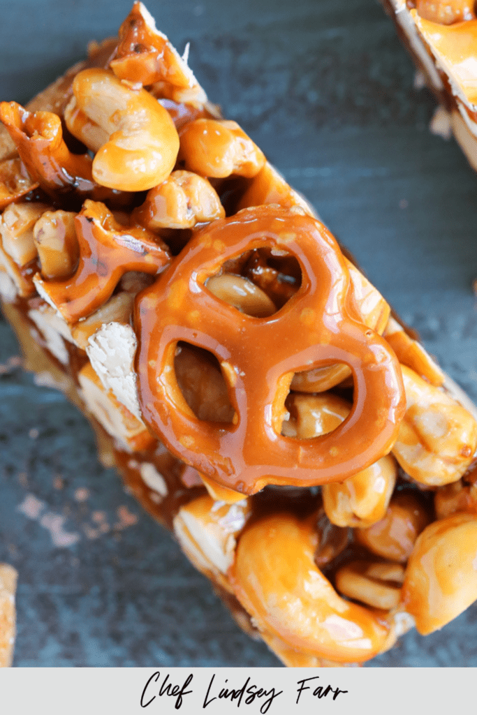 Cashew Caramel Pretzel Blondies