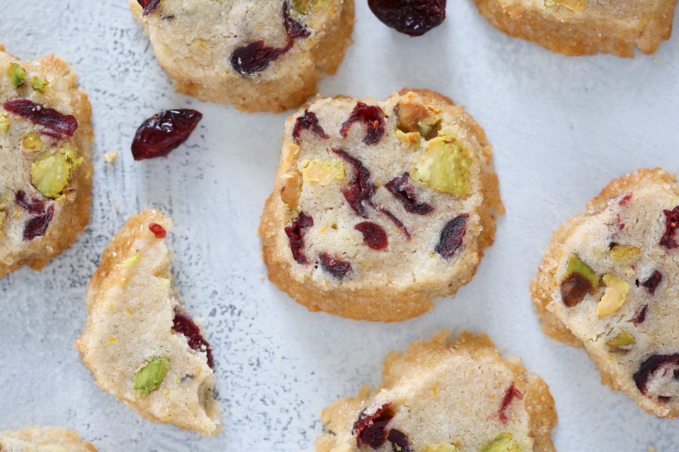 Pistachio Cranberry Sablee Cookies