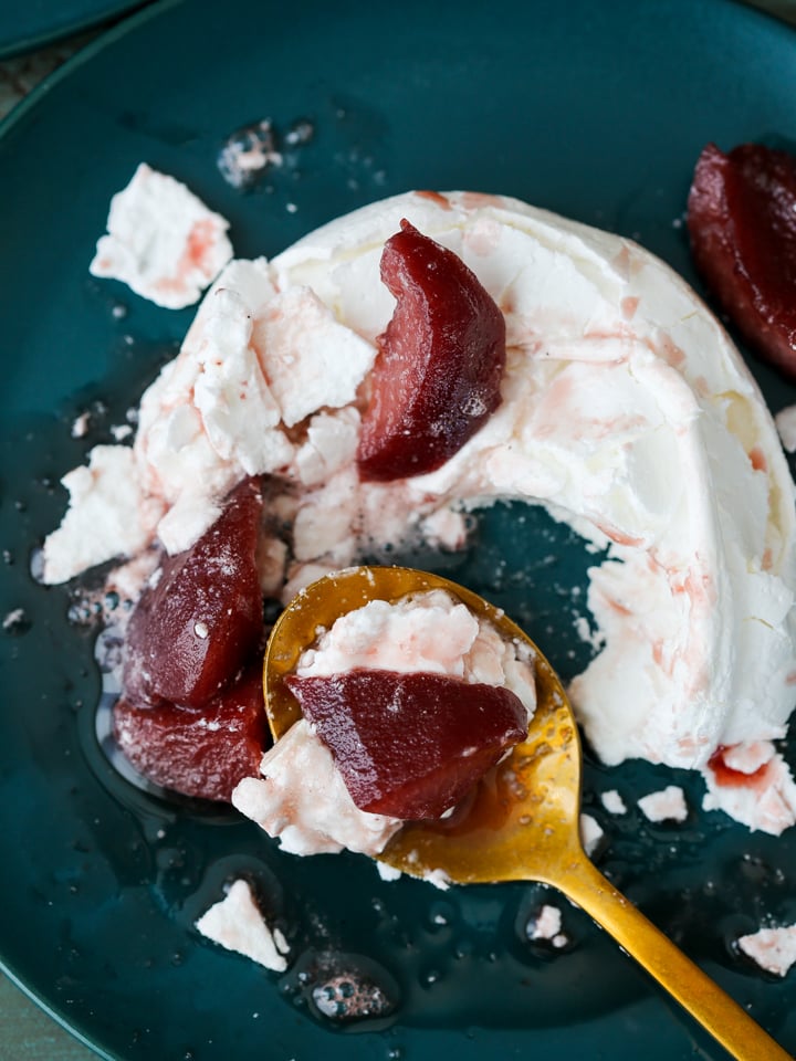 Poached Pear Pavlova