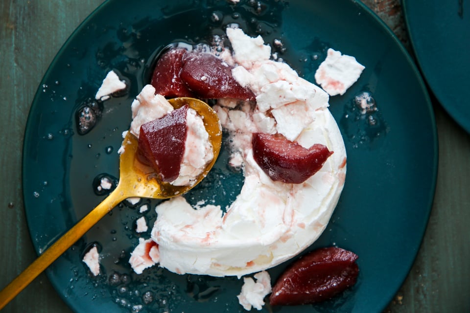 Poached Pear Pavlova