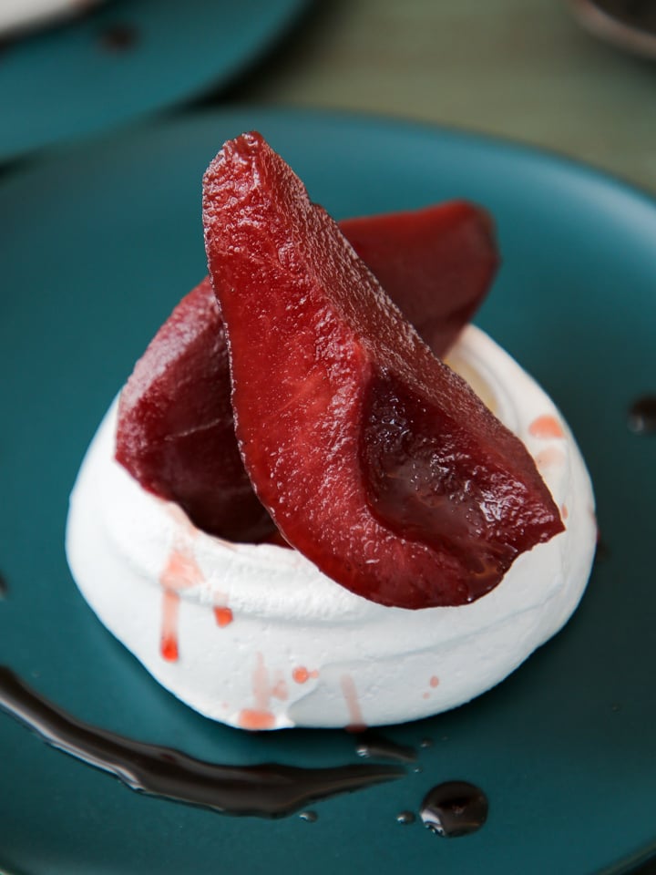 Poached Pear Pavlova