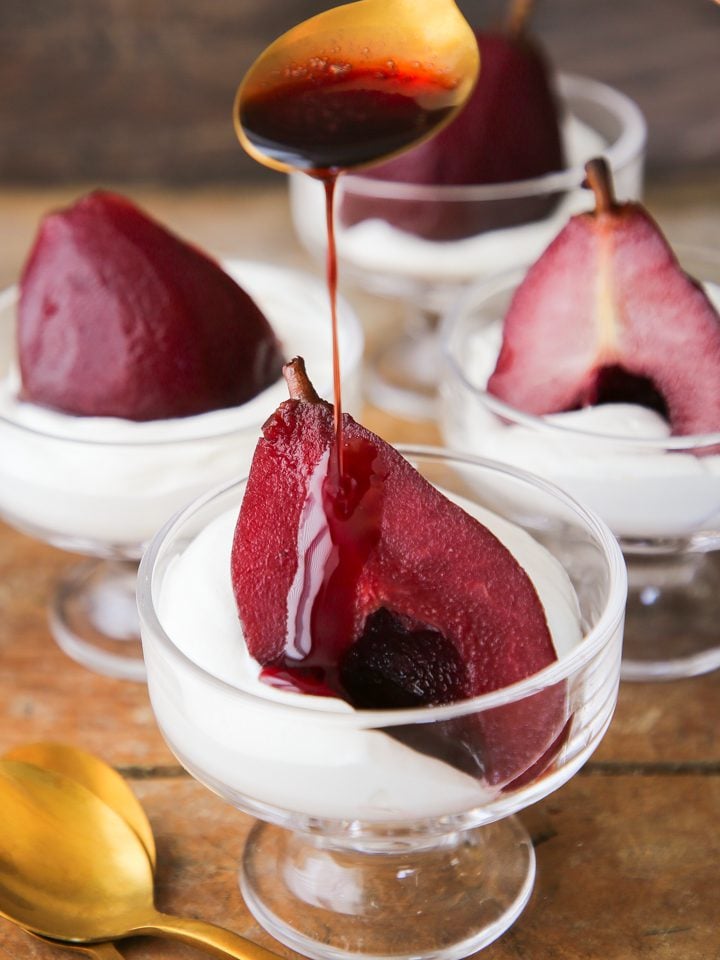 Easy Red Wine Poached Pear Dessert